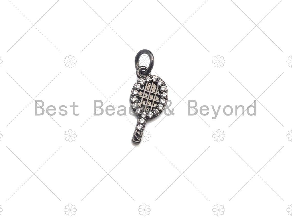 Clear CZ Micro Pave Tennis Racquet  Pendant/Charm, Tennis Sports Pendant Charm,7x15mm,sku#Y254