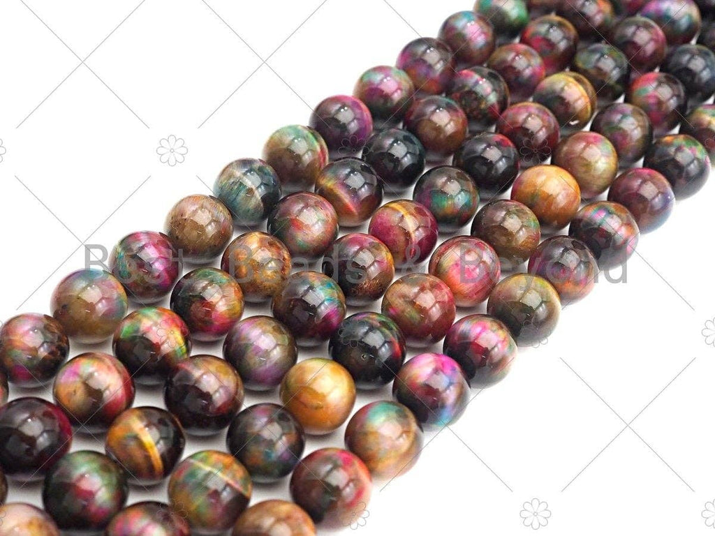 NEW Multicolor Natural Tiger Eye Beads, 4mm/6mm/8mm/10mm/12mm Galaxy Color Tiger Eye, 15.5" Full Strand, Sku#UA93