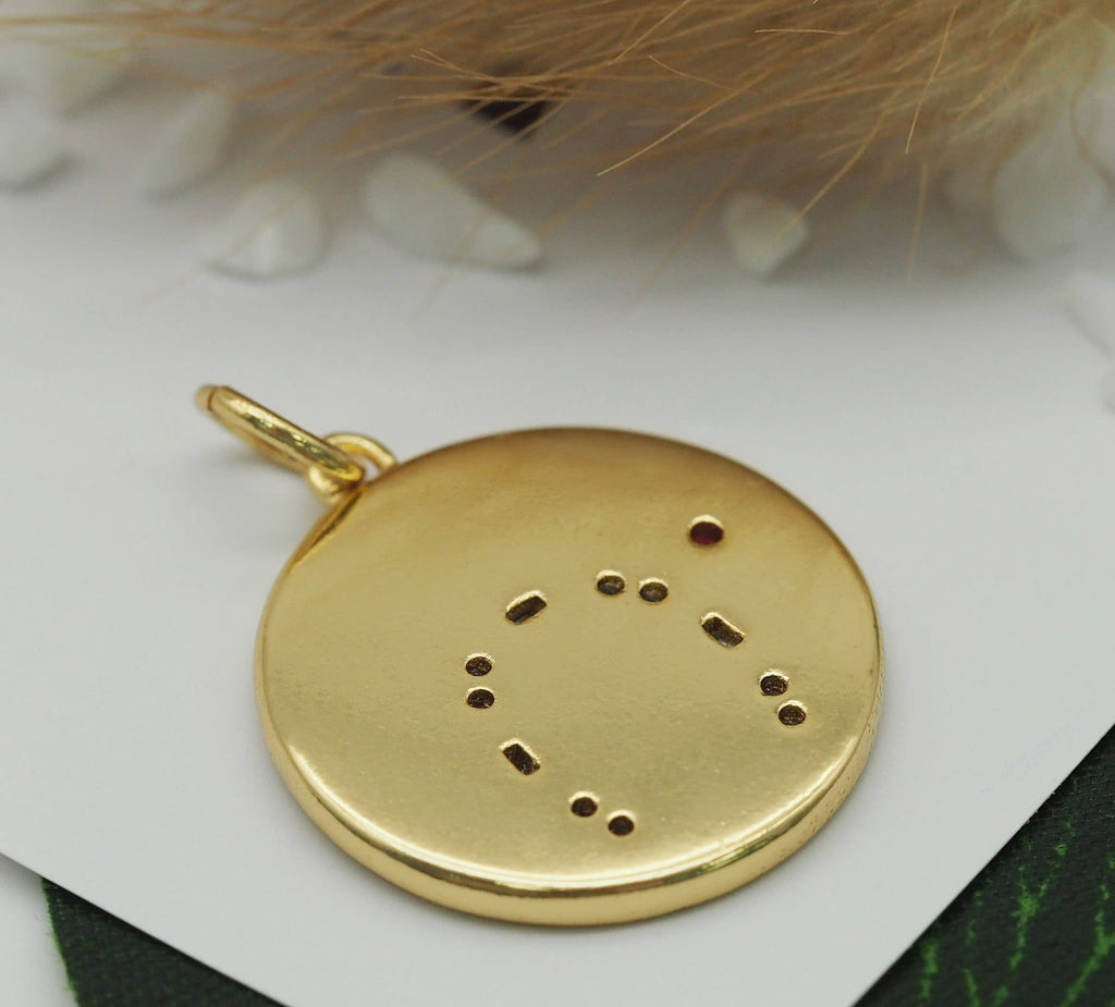 CZ Star On Round Coin Charm, Sku#Z1435