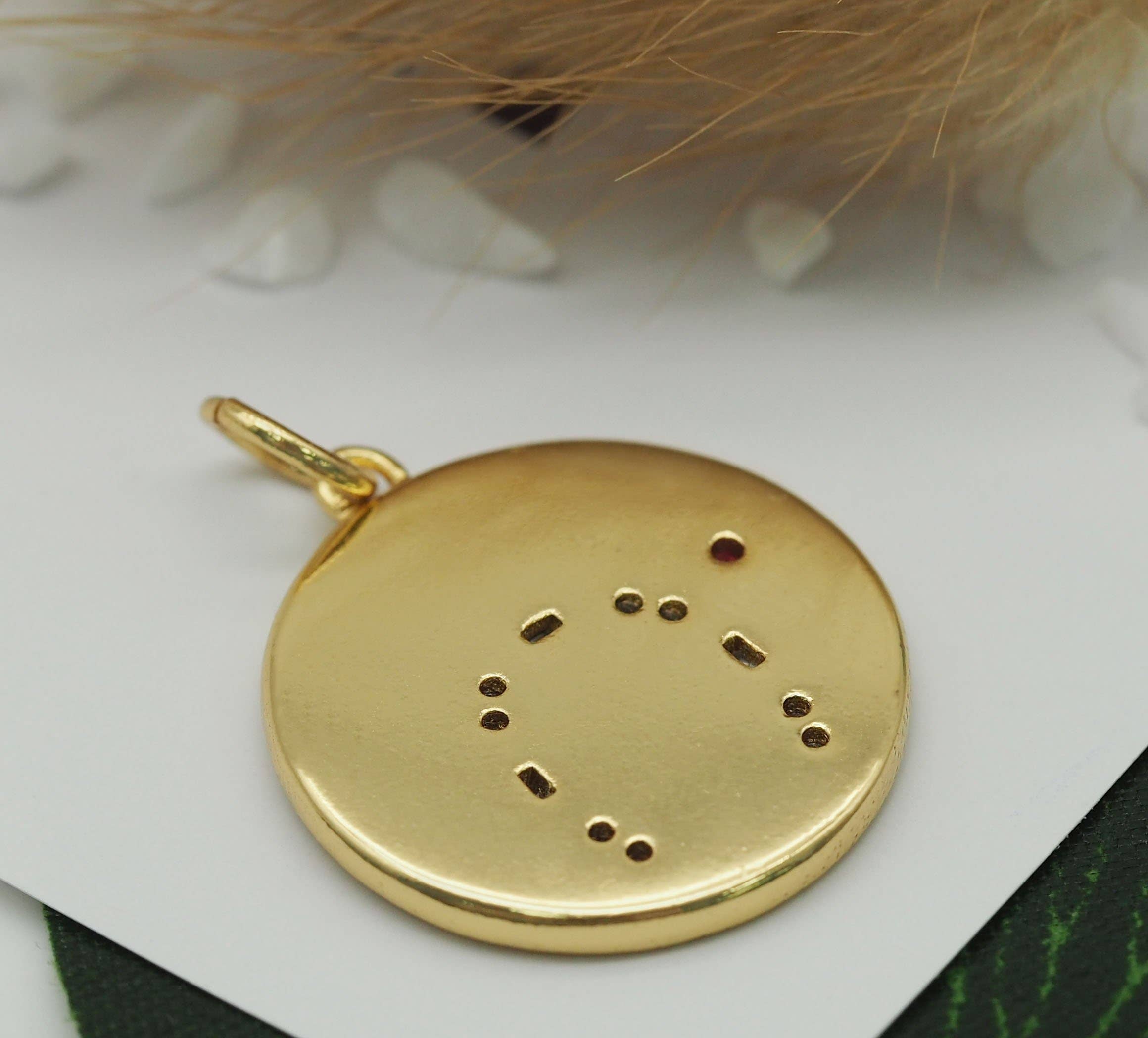 CZ Star On Round Coin Charm, Sku#Z1435