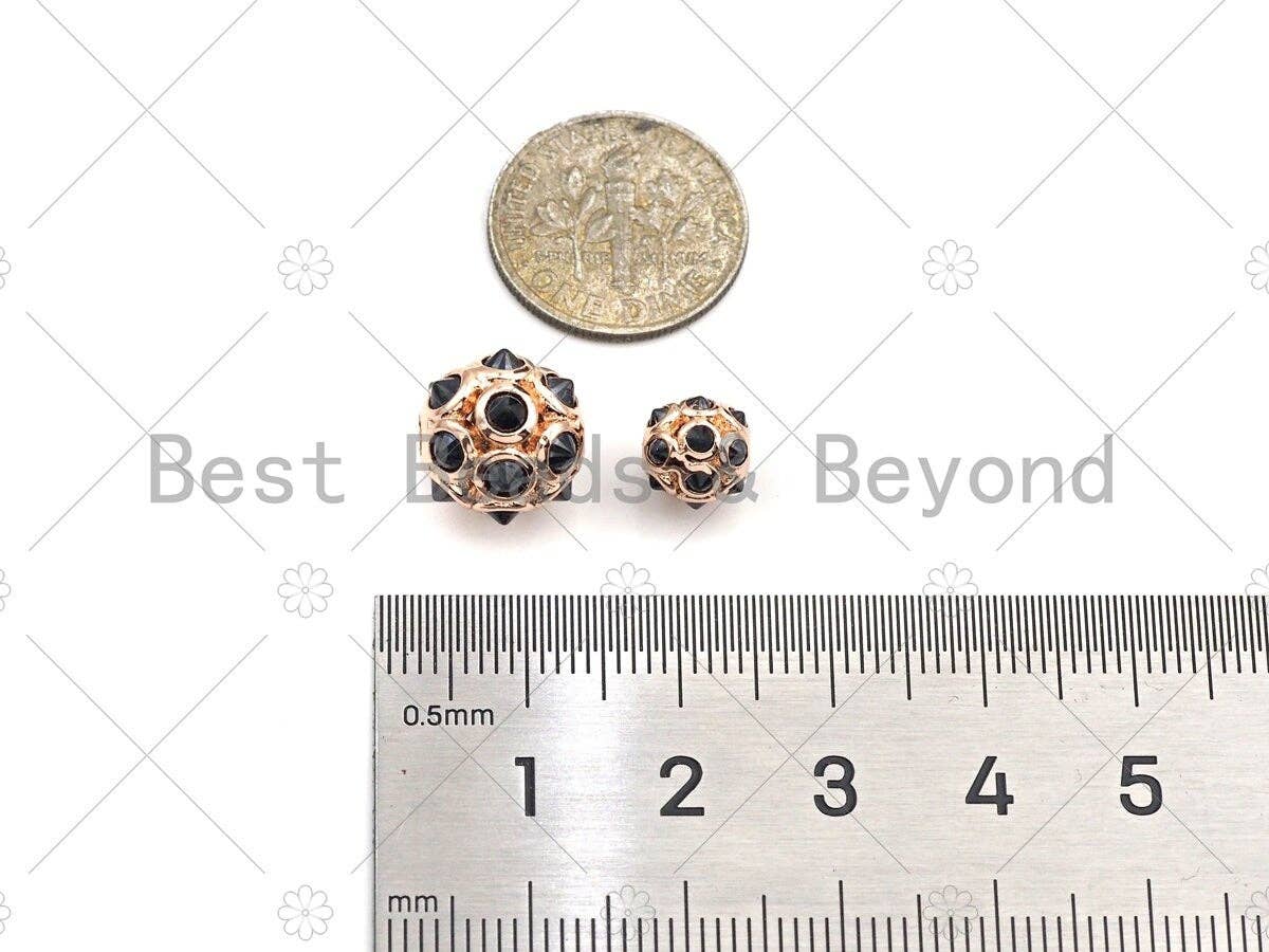 Black CZ Pave Spike Ball beads, 8mm/10mm Pave spacer ball, Men's Jewelry Beads, sku#Y335