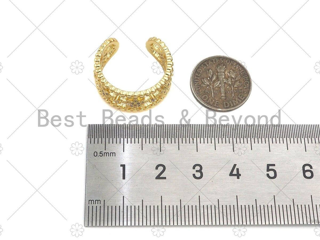 Star Band Open Ring, Bold Gold Ring, Pave ring, Statement Ring, Fancy Star Ring,sku#JL20