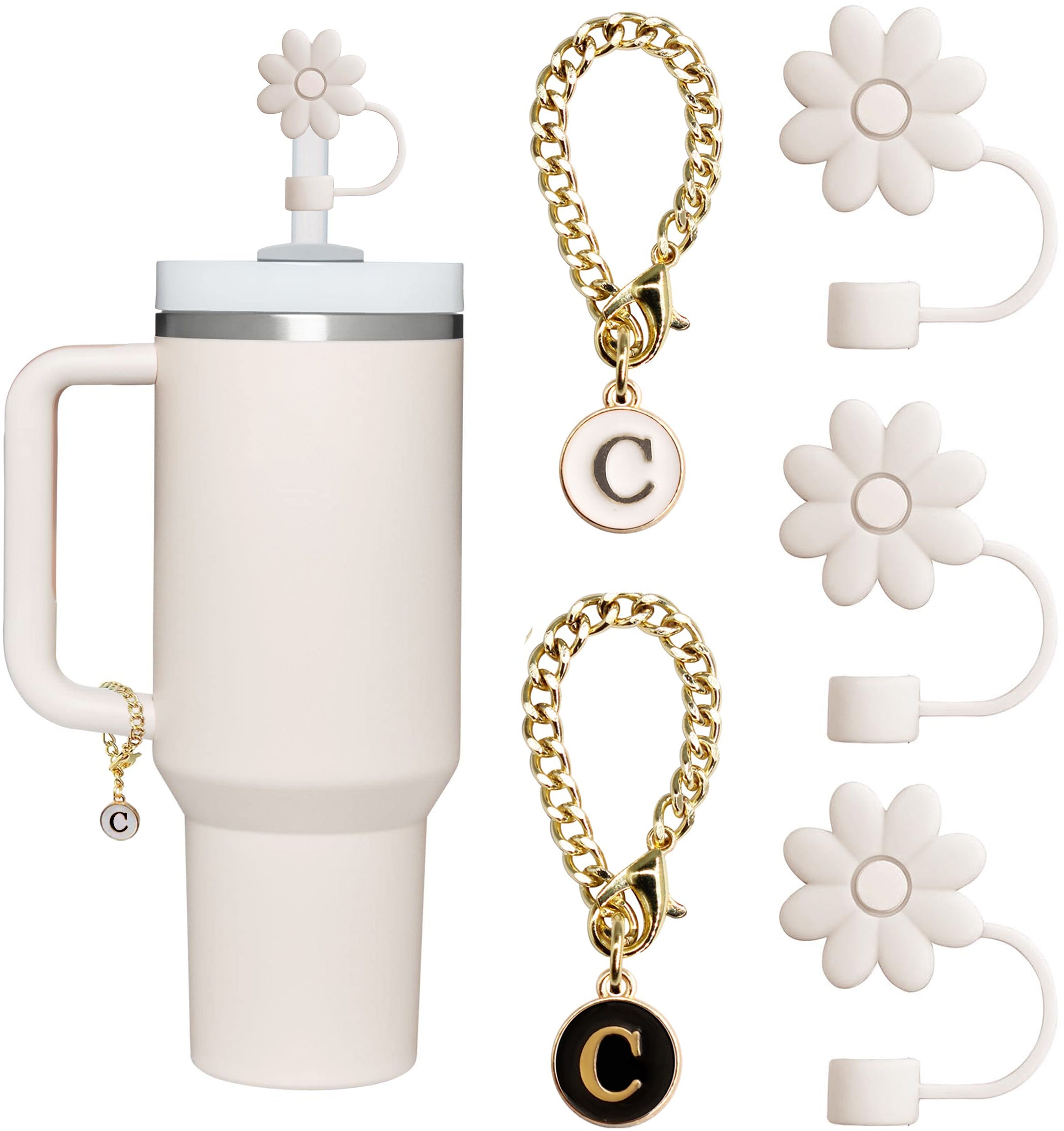 Accessoires de charms lettres pour tasse, 5 charms de poignée lettre ID de nom pour gobelet Simple Modern Cloud