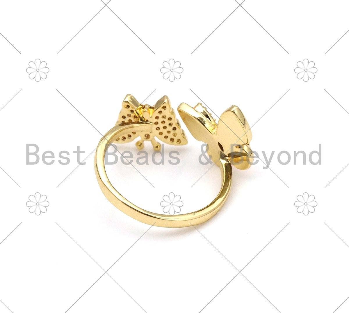 CZ Enamel Butterfly Shape Adjustable Ring, Sku#X272