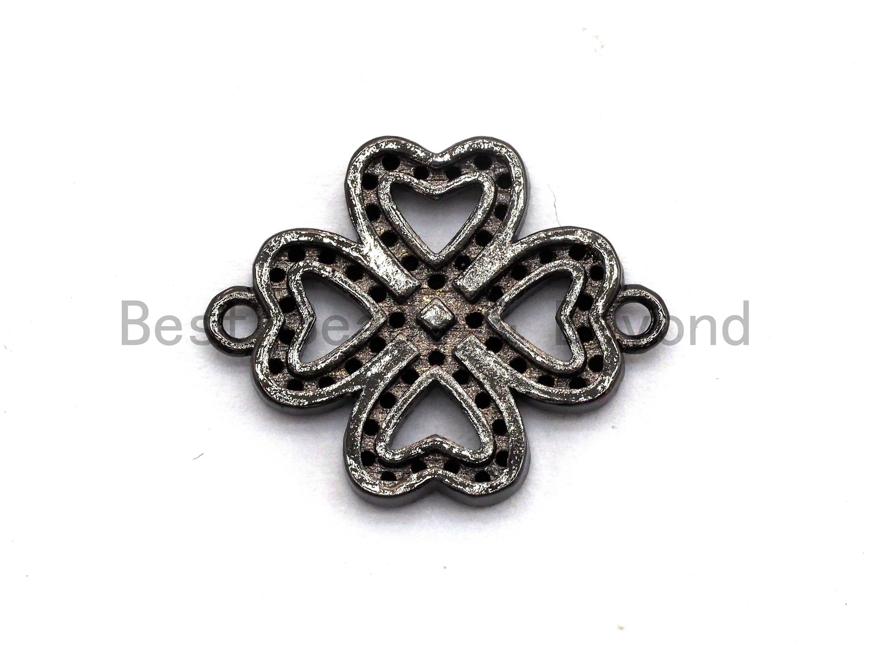 Black CZ Clover Connector charm, sku#A93