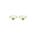 Gold Green CZ Knotted Heart Adjustable Ring, Sku#LK876