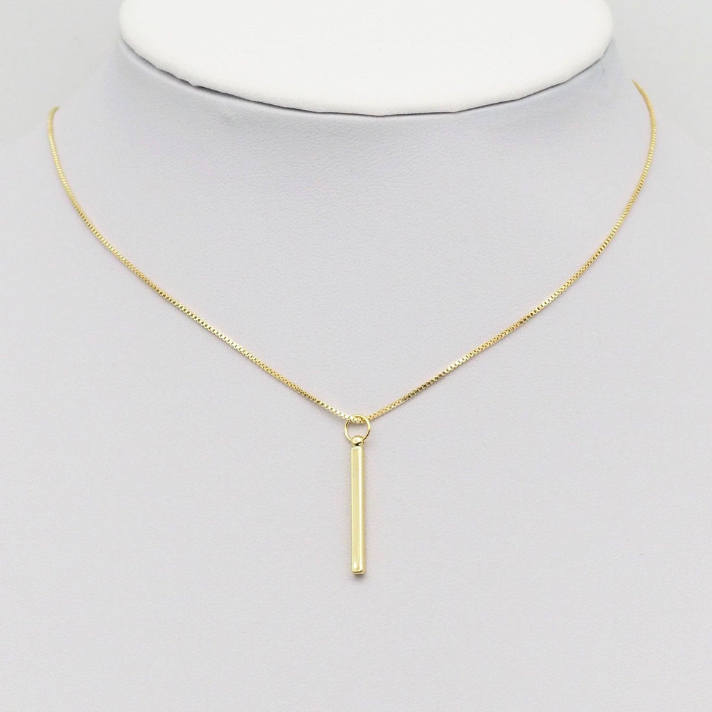 Plain Gold Long Bar Pendant, Sku#A137
