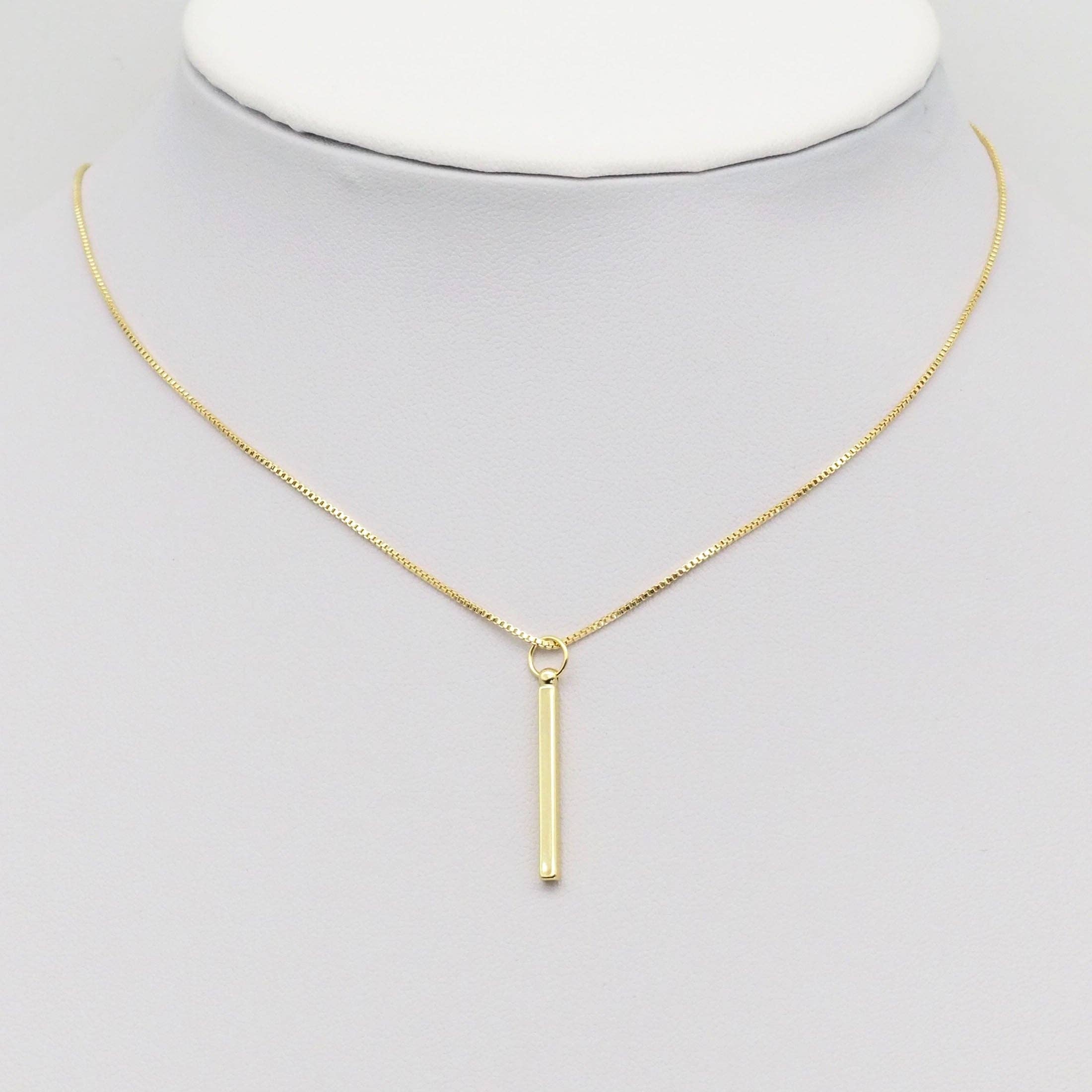Plain Gold Long Bar Pendant, Sku#A137