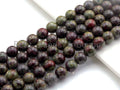 Natural Dragon Blood Jasper, Round Smooth 6mm/8mm/10mm/12mm, 15.5" Full Strand, sku#U632