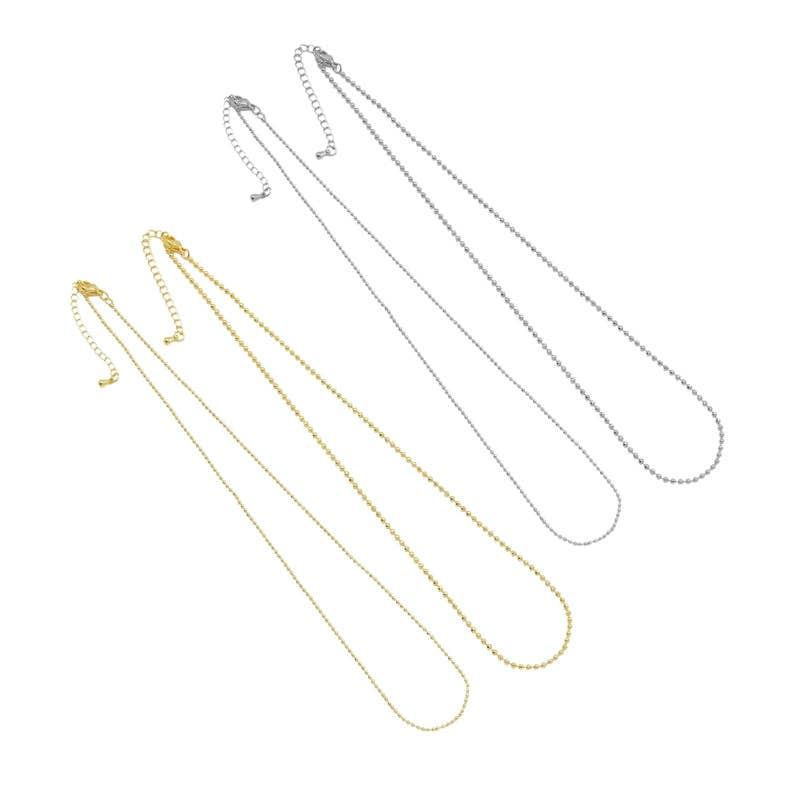 Gold Silver Dainty Ball Chain Necklace, Sku#LX452/FH151