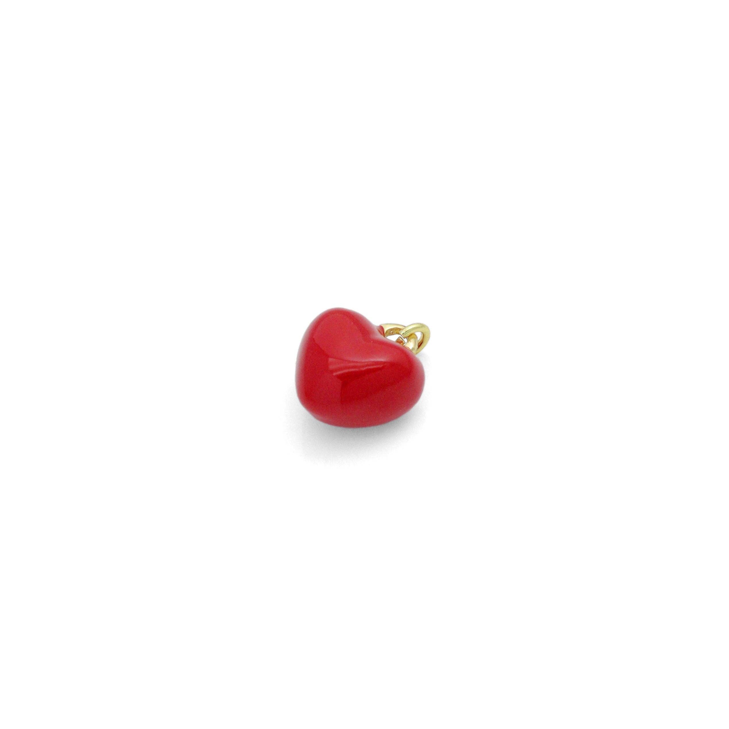 Red Enamel Puffy Heart Charm Pendant,Sku#LD711