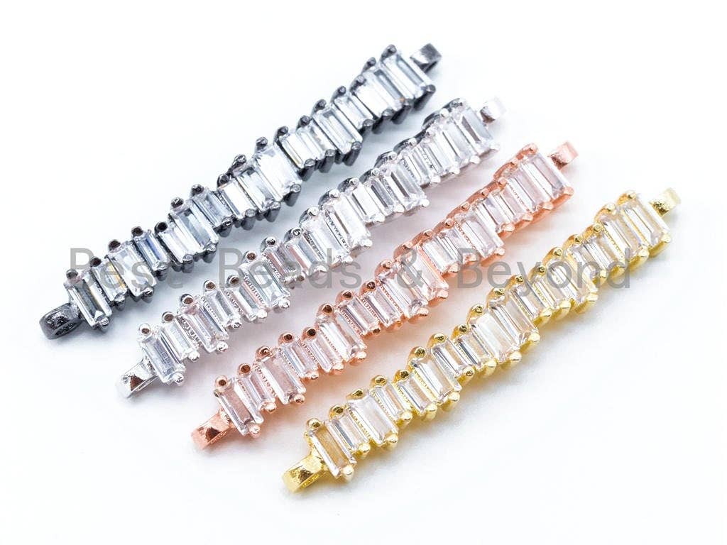 Clear CZ Micro Pave Bar Connector, Pave Connector beads, 6x38mm, sku#E166C