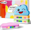 Rainbow Bath Bombs for Kids, Handmade 4 Pcs Kid Bath Bombs Gift Set, Easter Basket Stuffers & Valentine Gifts for Kids Girls Bubble Bath