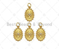 CZ Micro Pave North Star On Oval Shape Pendant,18k Dainty Gold Radial Medallion Charm, Necklace Bracelet Charm Pendant,11x18mm,Sku#Z1322