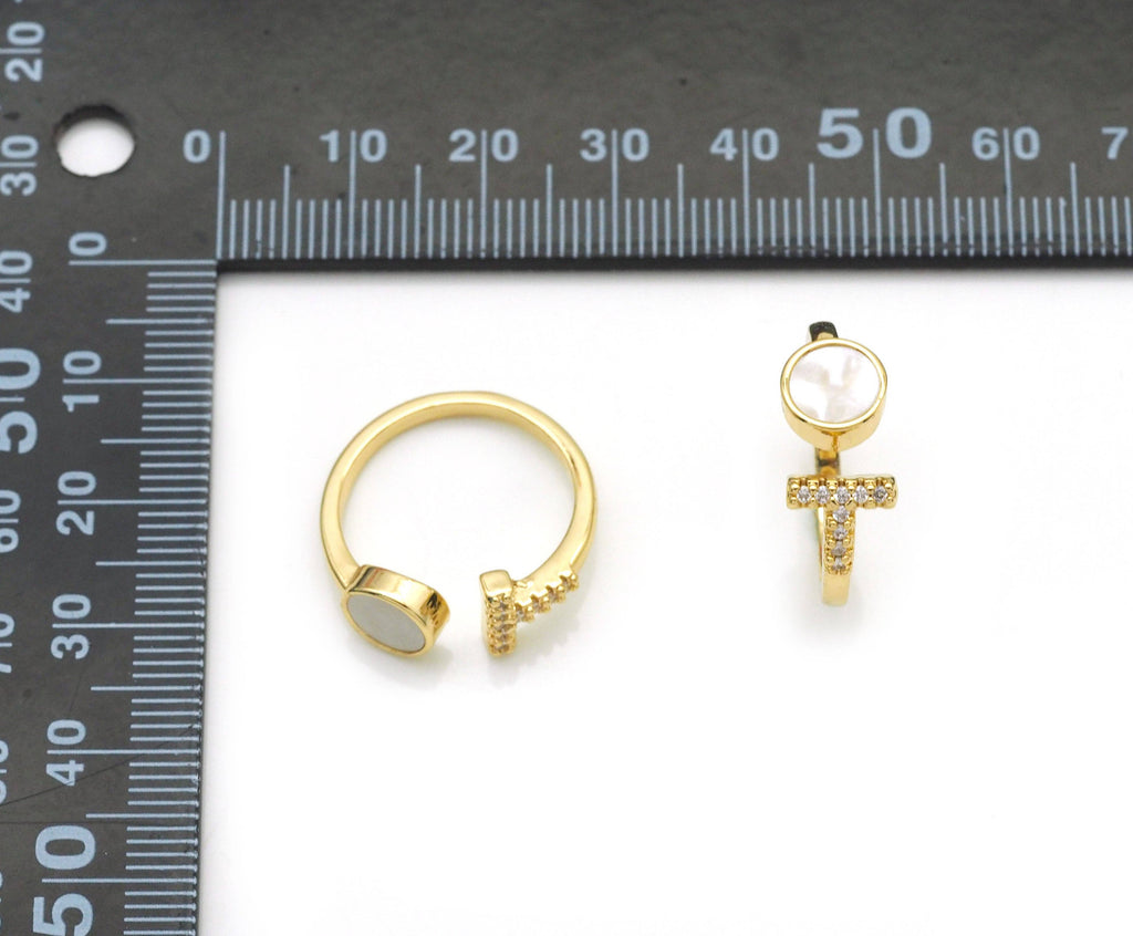 Round Mother of Pearl Bar ring, Sku#X369