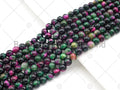 Natural High Quality Ruby Zoisite Tiger Eye Beads,6mm/8mm/10mm/12mm Round Smooth,Red Green Color,15.5" Full Strand, Sku#UA215