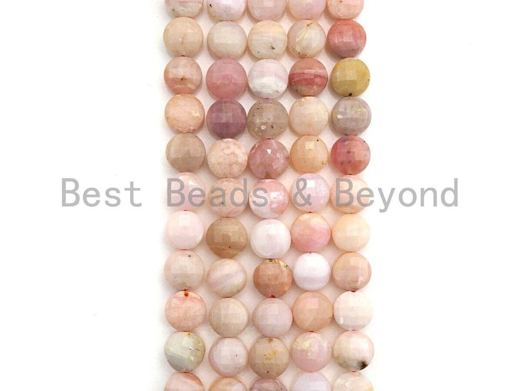 High Quality Natural Checkerboard Cut Pink Opal Coin Shape beads, 6mm/8mm/10mmTurtle Shell Cut Pink Opal Beads, 16" Full strand, sku#UA54