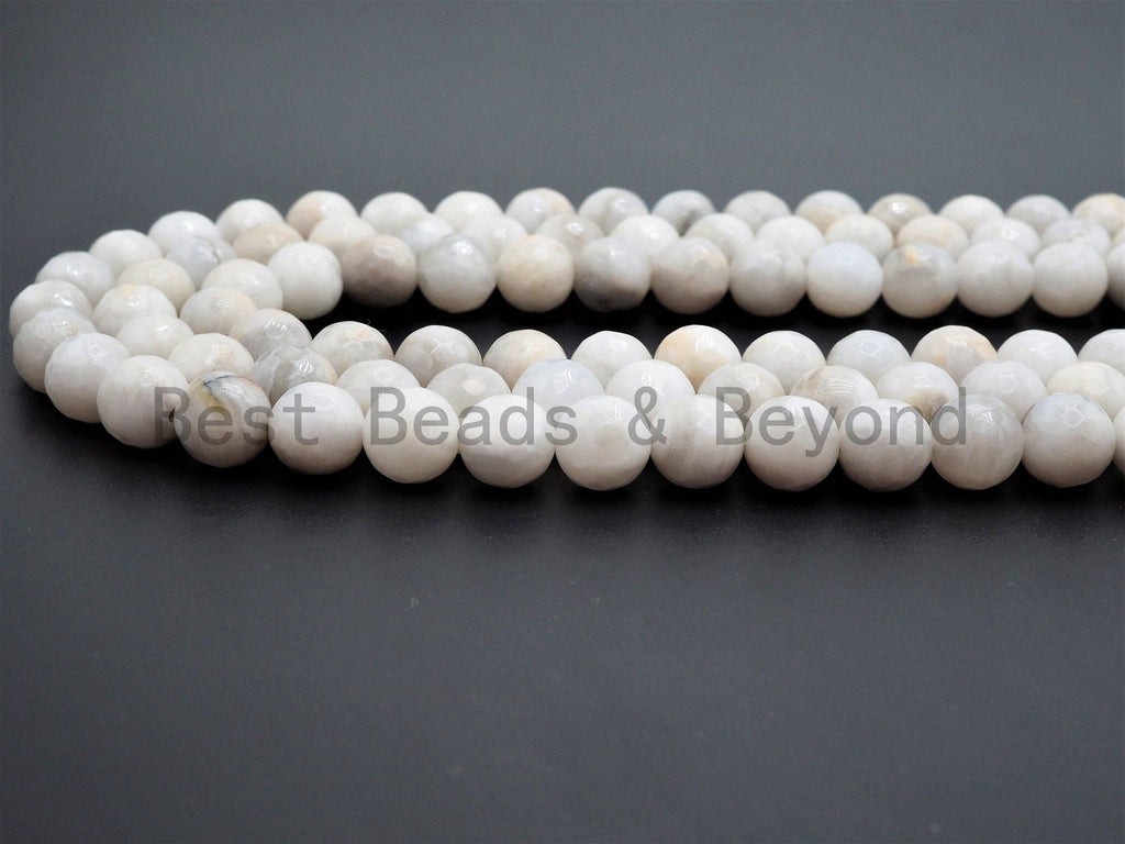 Quality Natural White Crazy Lace Agate beads, 8mm/10mm/12mm Faceted Round Gemstone beads, White Lace Agate Beads, 15.5inch strand, SKU#U379