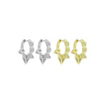 Clear CZ Gold Spike Hoop Earrings, Sku#LX741