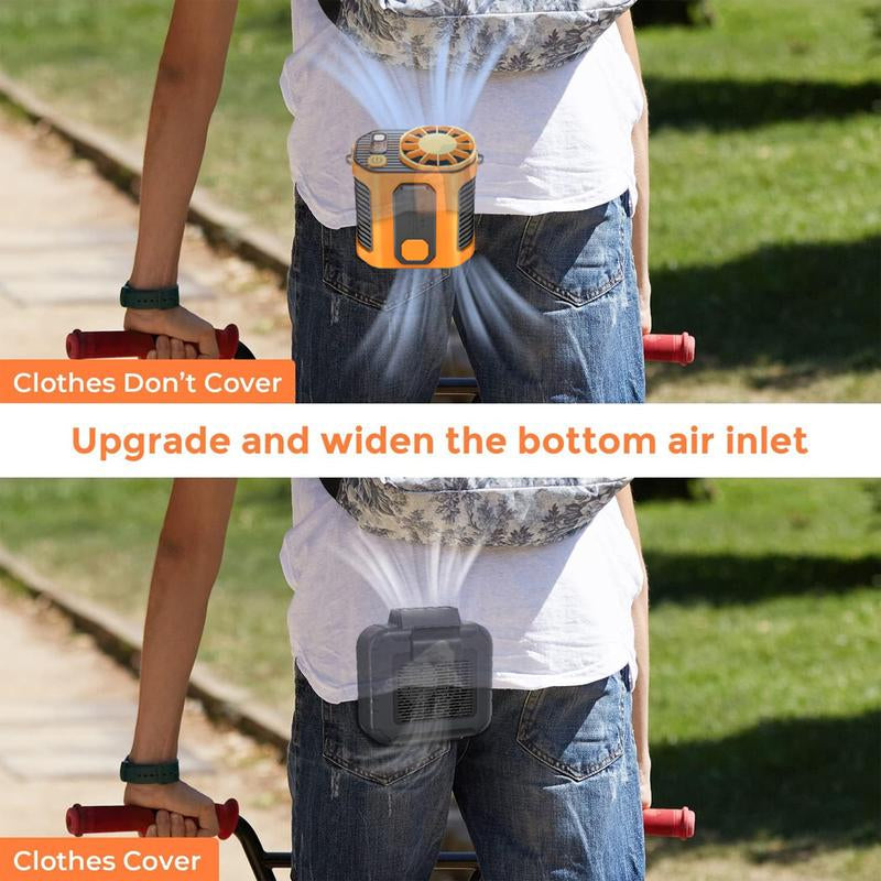 Summer Fan, Portable Waist Clip Fan, 5000 Mah Cool Clip Fan under Shirt, Belt Fan Clip on Waist Portable Cooling Fan, with LED Light, USB Rechargeable Portable Waist Fan for Outdoor Play and Work