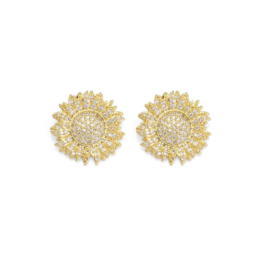 Gold CZ Sunflower Charm, Sku#LD424