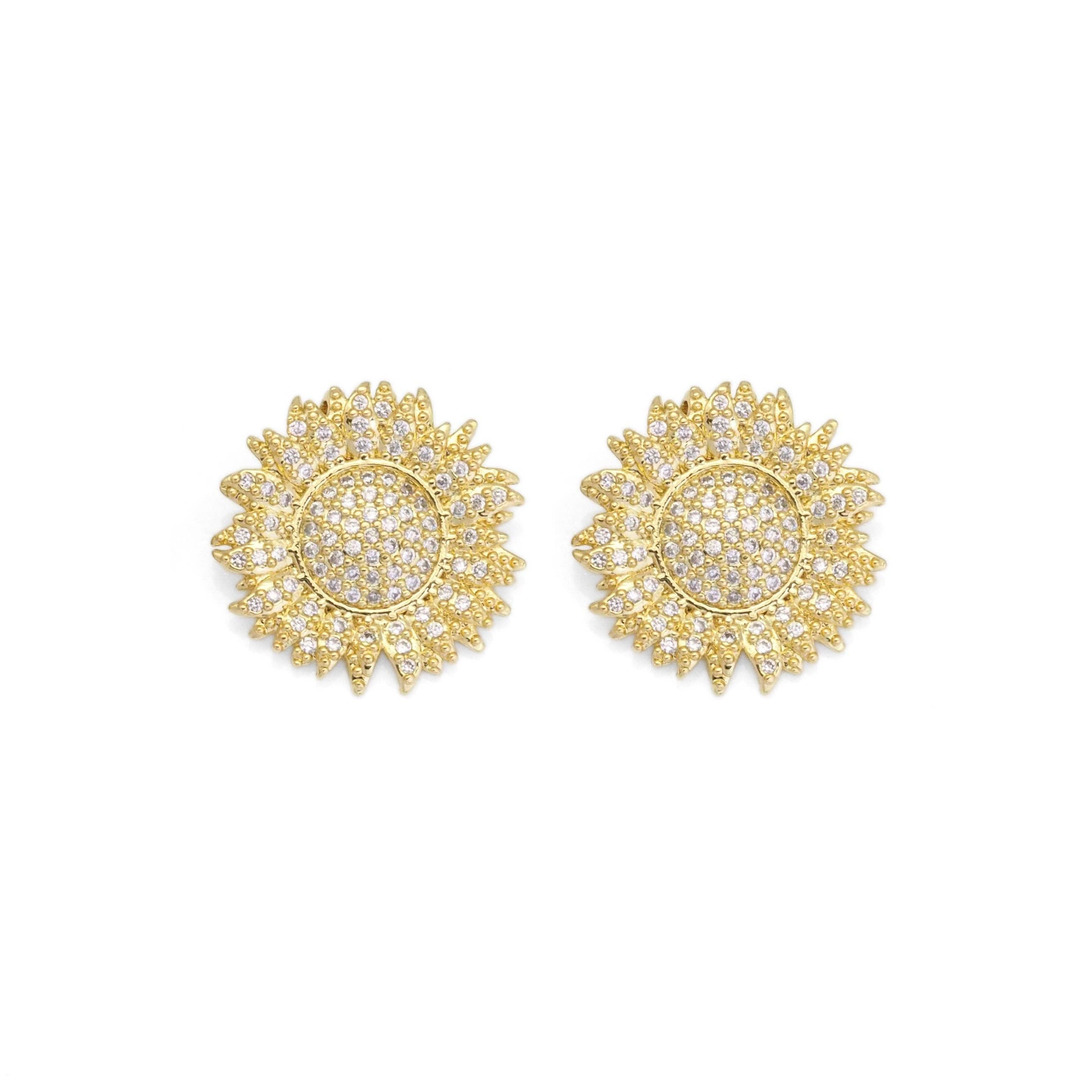 Gold CZ Sunflower Charm, Sku#LD424