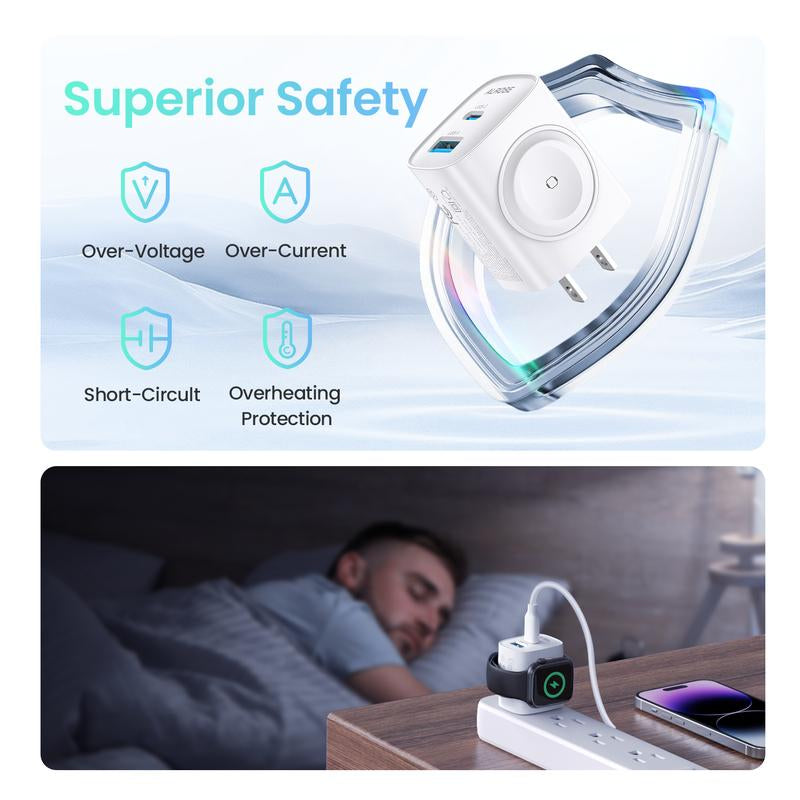 TOPADRE Apple Watch Charger with 20W Fast Charging Block Type-C, 3 in 1 PD USB C Wall Charger Block for Iwatch Series Ultra/9/8/7/6, Compatible with Iphone 16/16 Pro/16 Pro Max/Iphone 15 Series
