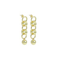 Shiny Gold Link Chain Ball Dangle Earrings, Sku#A275
