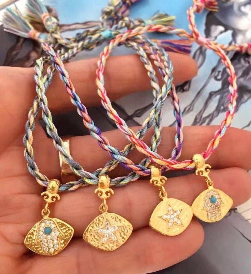 Silk String Bracelet, Pull tie Bracelet, Draw bracelet, Multicolor Silk lucky knot bracelet, String bracelet, Cord Bracelet, sku#M405