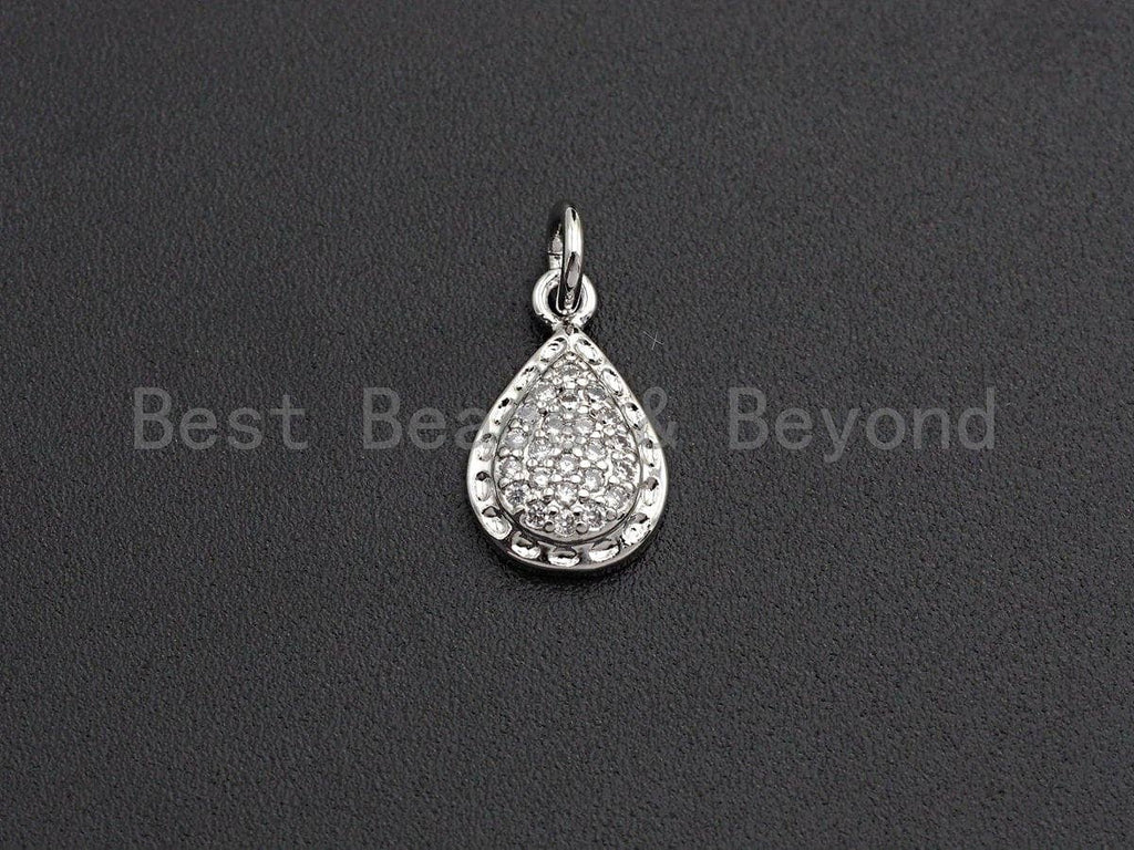 Clear CZ Micro Pave Teardrop Pendant/Charm, Bracelet Necklace Cubic Zirconia Water Drop Pendant Charm, 11x20mm,sku#Z584