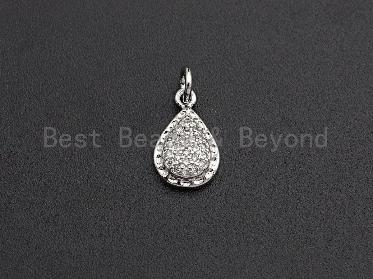 Clear CZ Micro Pave Teardrop Pendant/Charm, Bracelet Necklace Cubic Zirconia Water Drop Pendant Charm, 11x20mm,sku#Z584