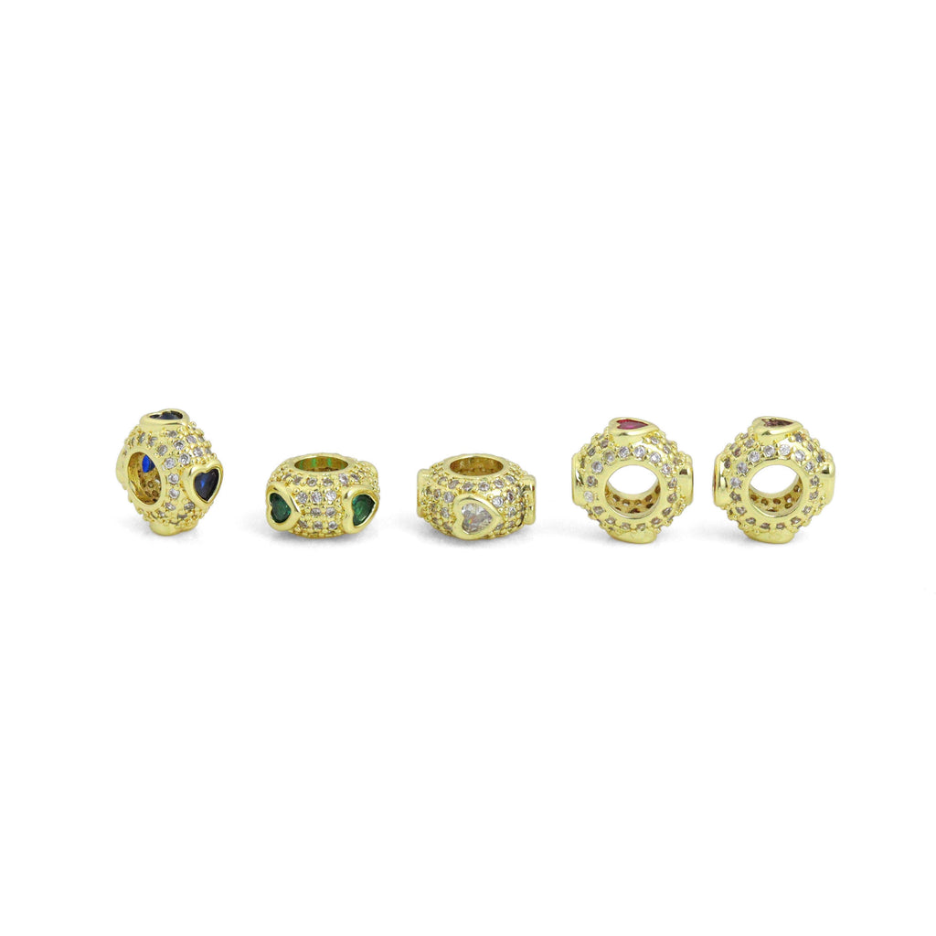 Heart On Round Spacer Bead Charm Pendant, Sku#LD692