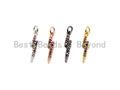 Colorful CZ Micro Pave Lightning Shaped Pendant/Charm, Cubic Zirconia Pendant Charm,3x17mm,sku#Z554