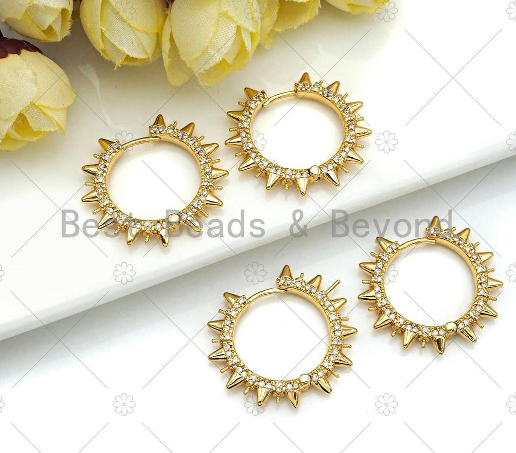 CZ Micro Pave Spike earrings, Sku#J305