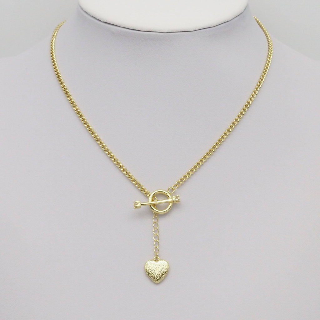 Gold Heart Toggle Clasp Set with Diamond end bar, Sku#LD510