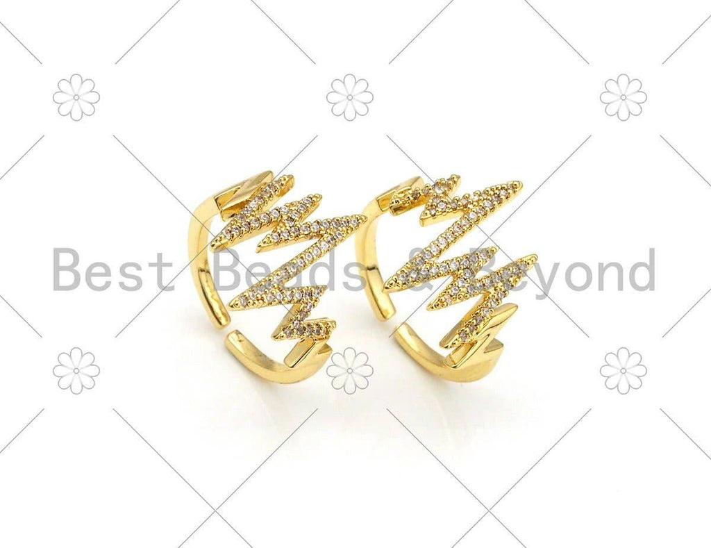 CZ Waves Line Shape Adjustable Ring, Sku#X254