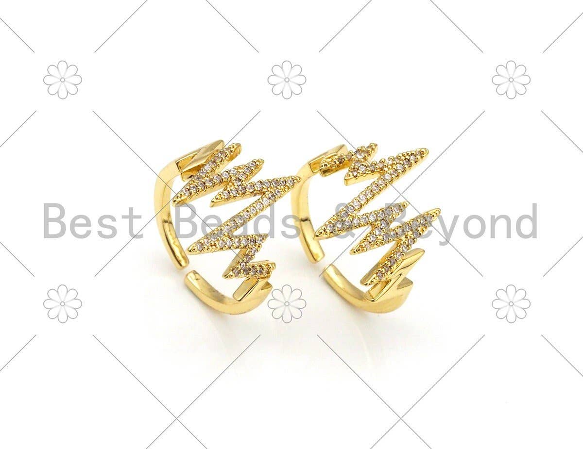 CZ Waves Line Shape Adjustable Ring, Sku#X254