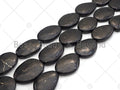 Top Quality Oval Shape Shungite, Smooth Flat Shungite, Healing Energy, Genuine Shungite Beads 30x40mm, 15.5" Full Strand, Sku#U986