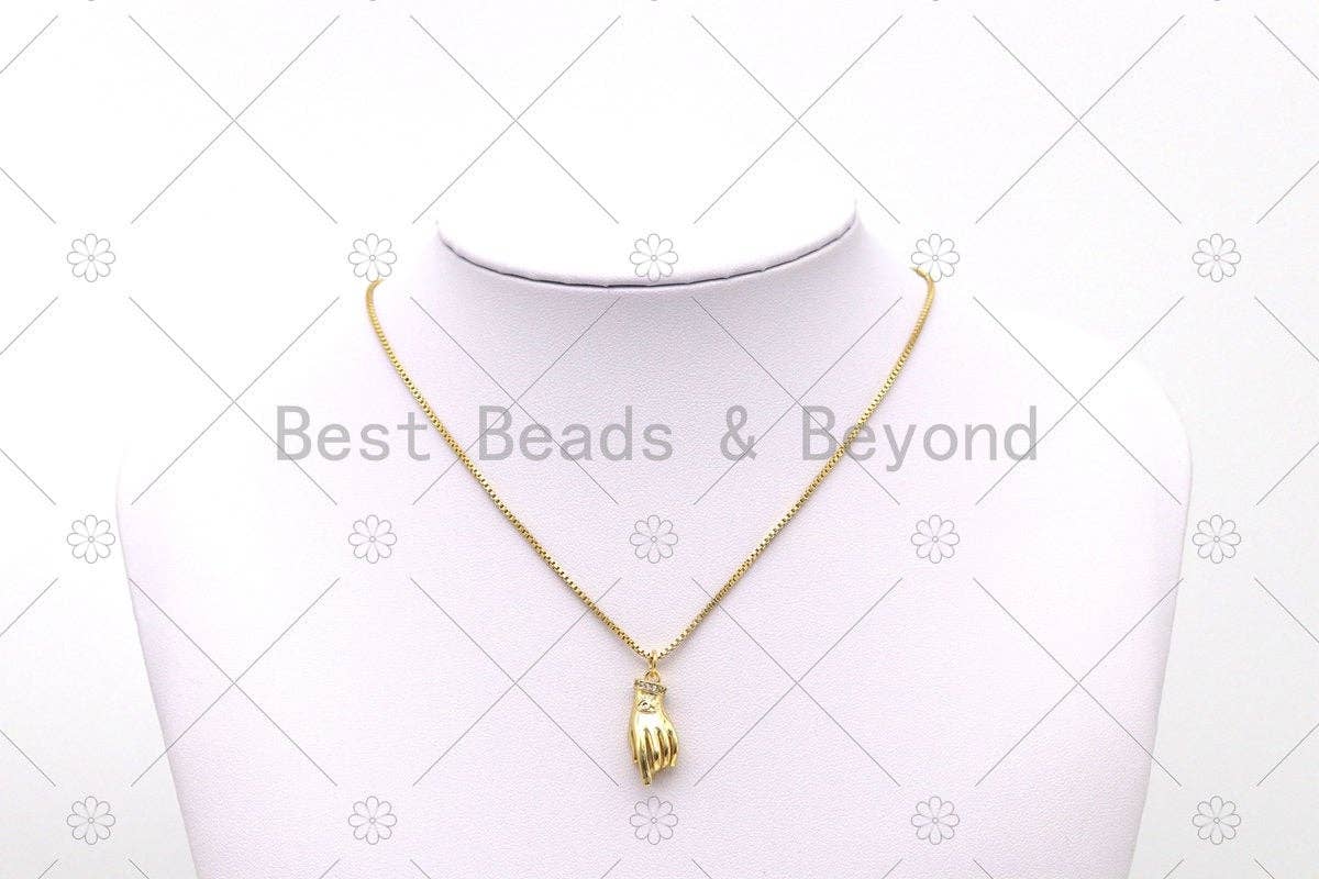CZ Micro Pave Hand with Evil Eye Shape Pendant, 18K Gold Filled Hand Charm, Necklace Bracelet Charm Pendant,Sku#Y557