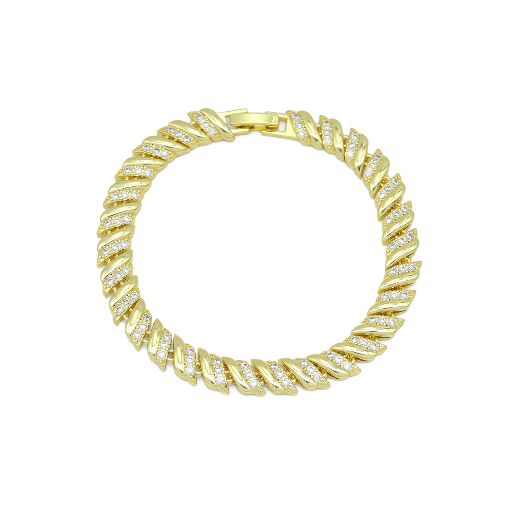 Clear CZ Spiral Line Adjustable Bracelet, Sku#LD668
