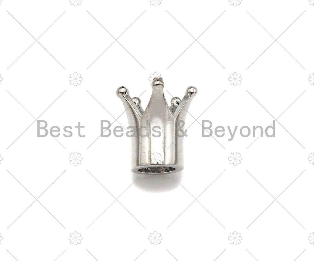 King Crown Spacer Beads, High Polished Silver Crown Spacer Beads, Men's Women's Jewelry Making, 12x11x7mm, Sku#JL46