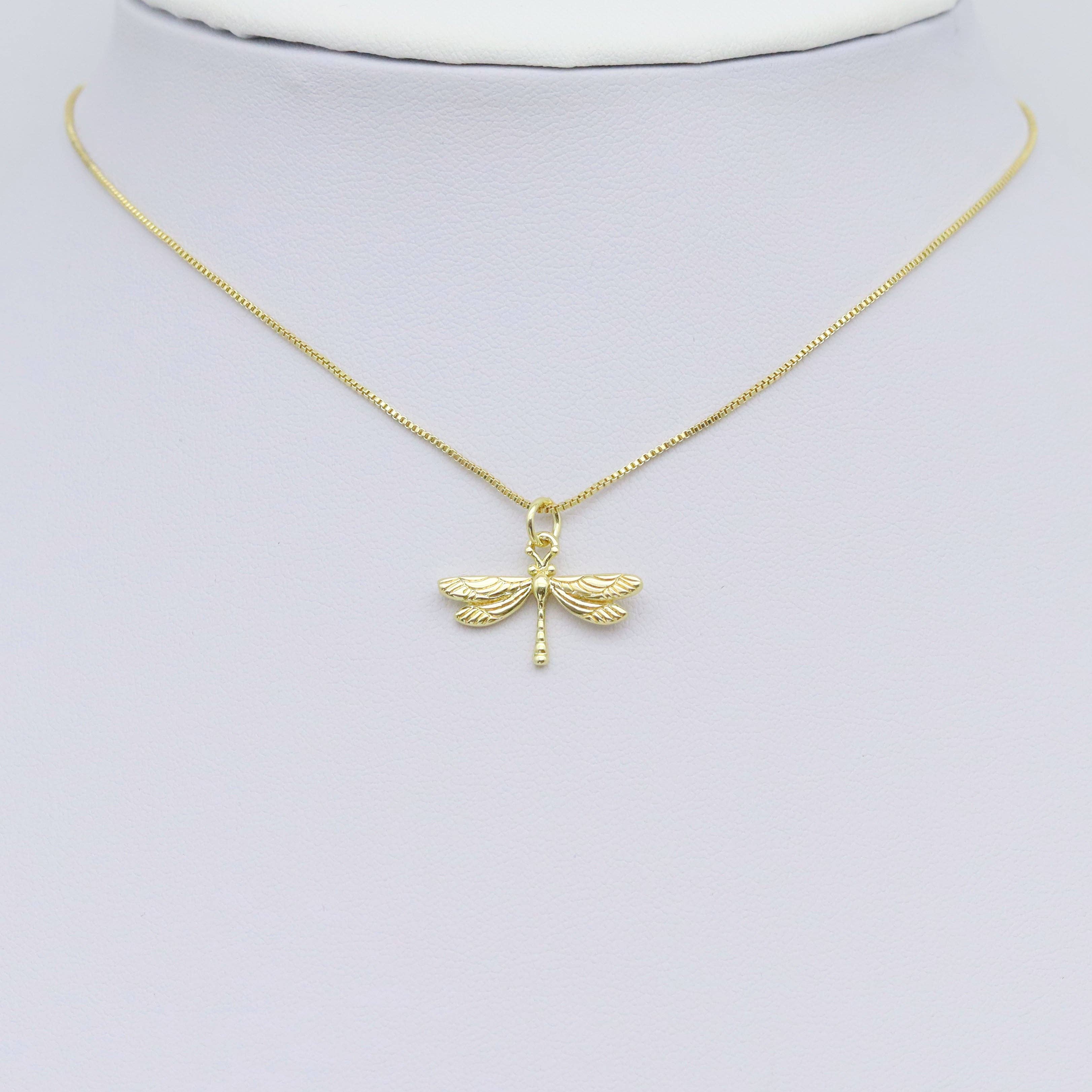 Gold Dragonfly Charm Pendant, Sku#Y985
