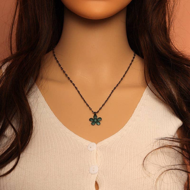 Purple/Green/Turquoise/Black/Fuchsia/Champagne /Blue CZ Flower Charm, Sku#ML68
