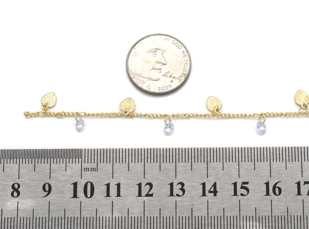 Dainty Heart CZ Drop Chain By Yard/Choker Necklace, sku#LS27