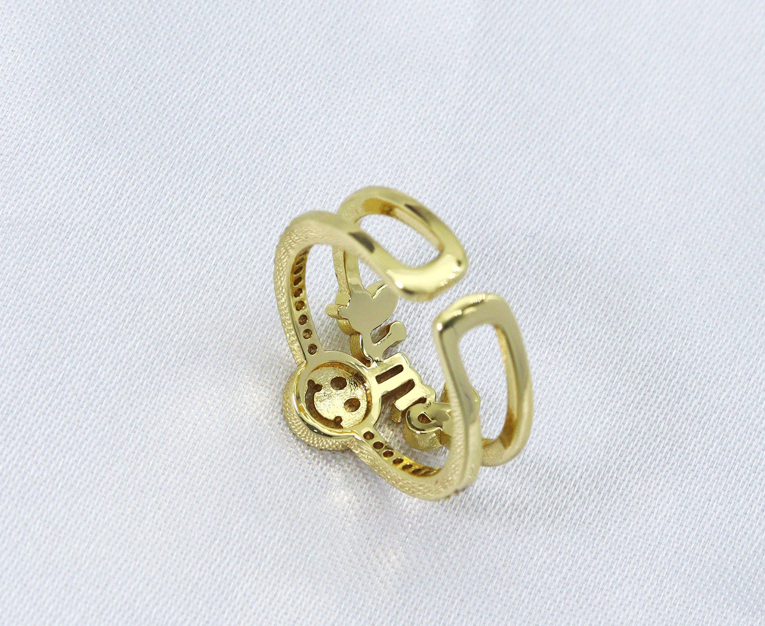 CZ Smile Words with Smiley Face Adjustable Ring, Sku#JL110