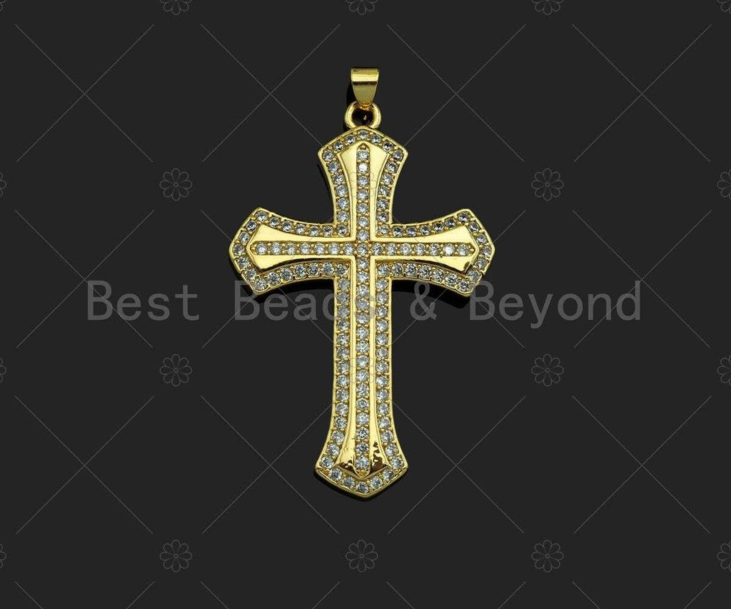 CZ Micro Pave Cross Shape Pendant/Charm,Cubic Zirconia Charm, Cross Necklace Bracelet Charm Pendant,31x48mm, Sku#LD24