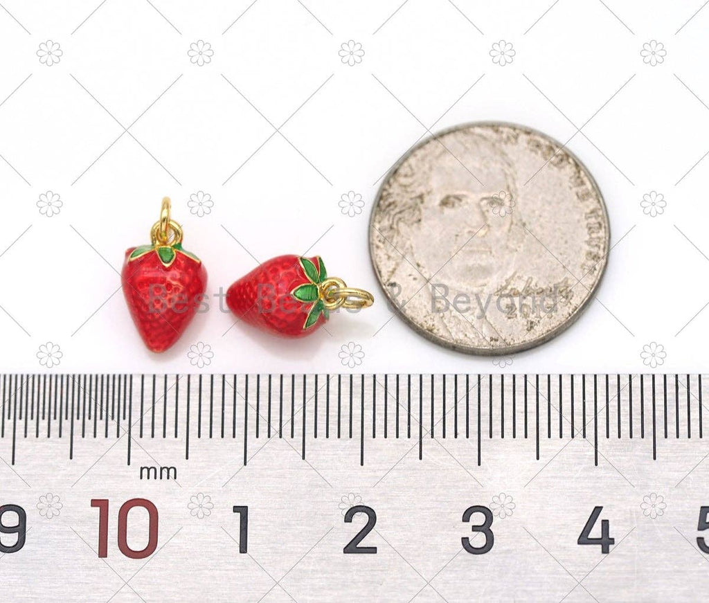 Enamel Strawberry Charm, Sku#Y568