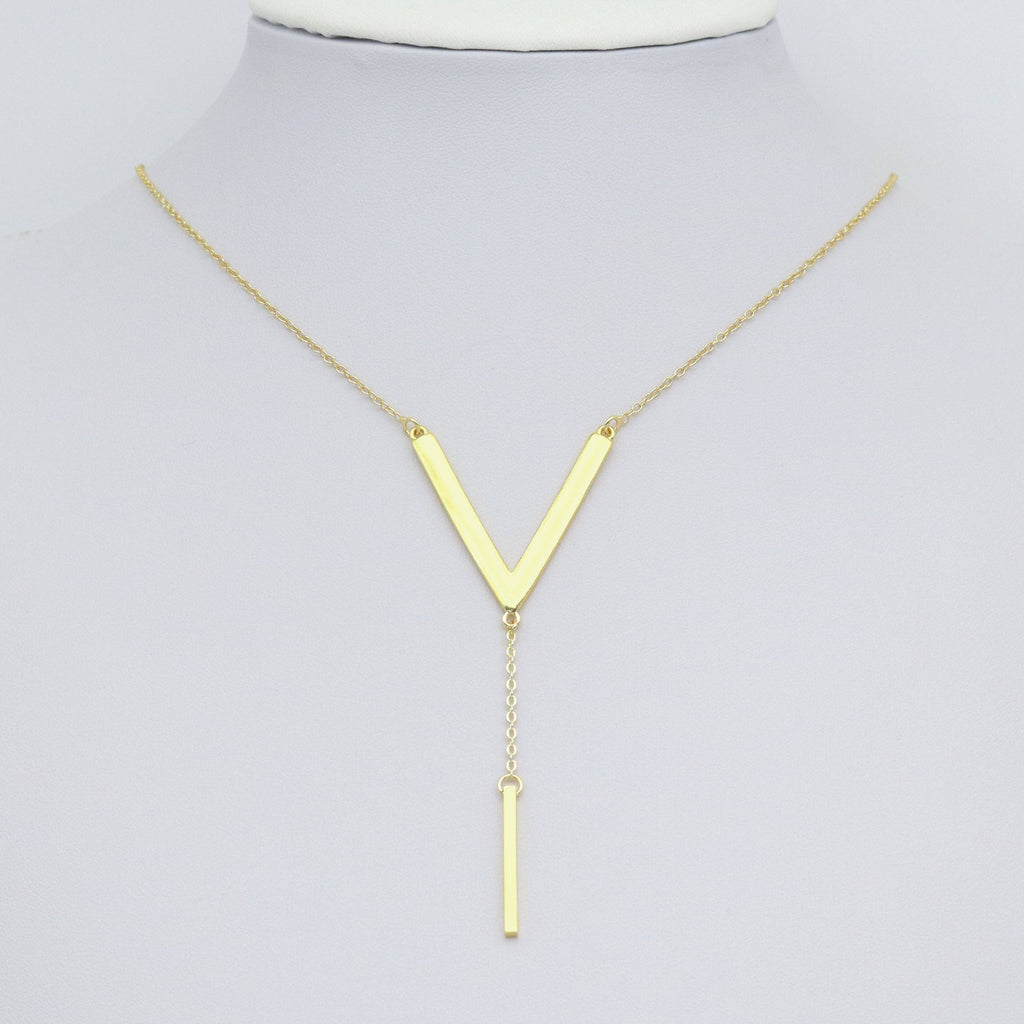Large Gold V Shape Charm Pendant, Sku#LK1044