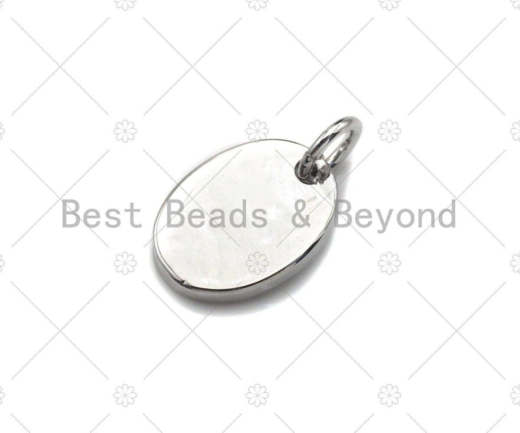 Brown Enamel Clover On Oval Pendant,CZ Micro Pave Enamel pendant,Enamel Charm,Enamel Jewelry,9x12mm,sku#Z1234