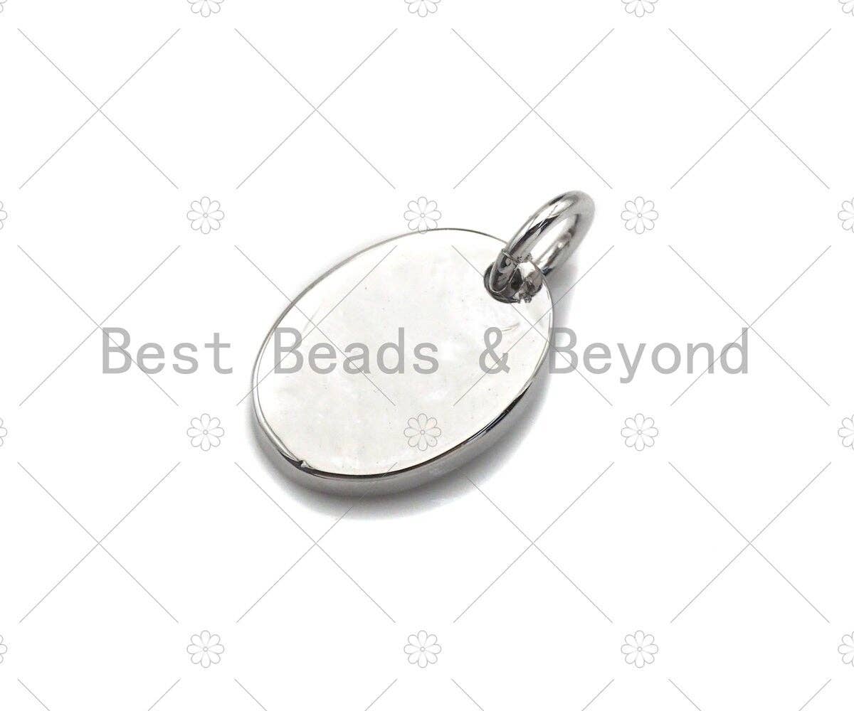 Brown Enamel Clover On Oval Pendant,CZ Micro Pave Enamel pendant,Enamel Charm,Enamel Jewelry,9x12mm,sku#Z1234